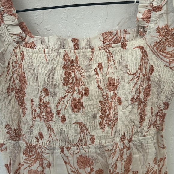 Promesa Flowers In The Wind Mini Smocked Baby Doll Dress Cream Orange FLORAL S - Picture 8 of 9